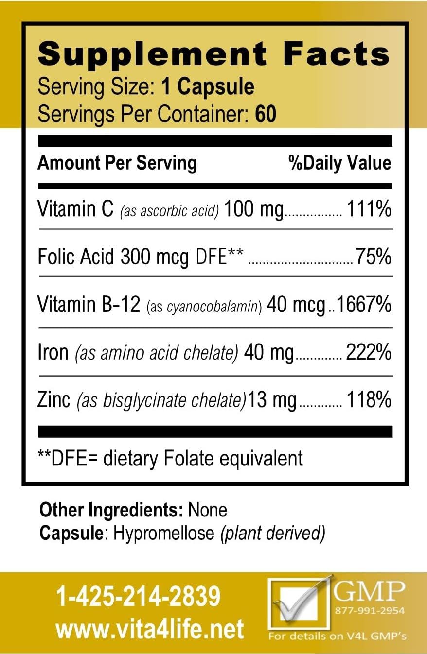 Iron Support Plus Vitamin B12 Supplement 60 Count a7
