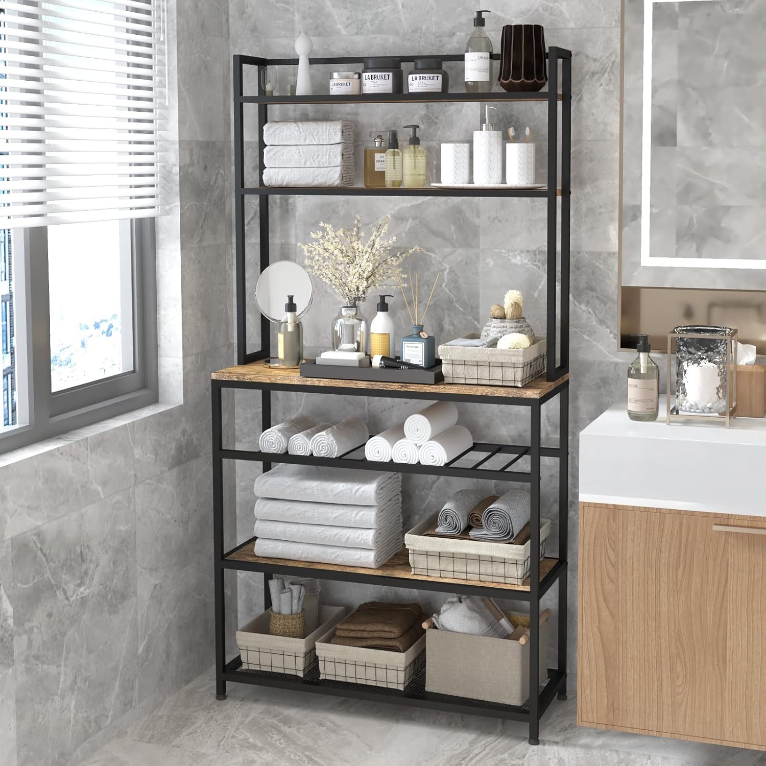 Industrial Kitchen Baker's Rack Coffee Station Microwave Stand a7