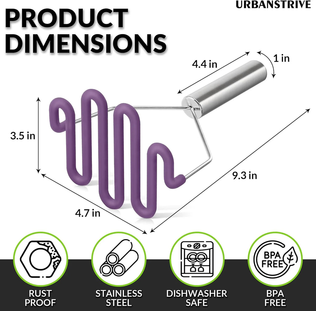 Silicone potato masher with stainless steel core a7