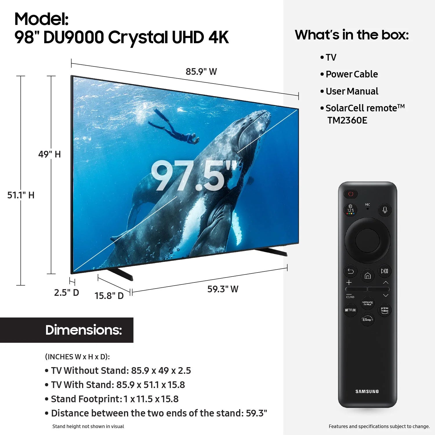 98 Inch Flat Screen UHD Smart TV HDR a7