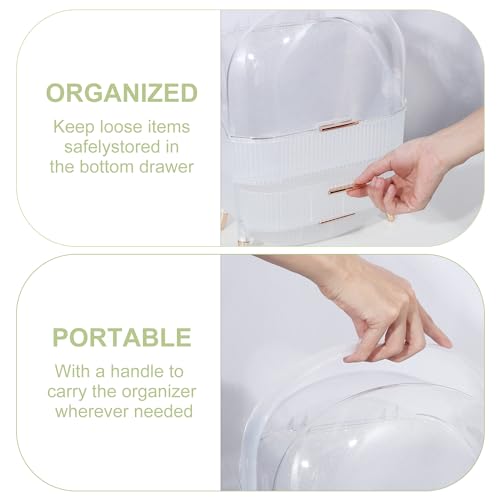 Makeup Organizer for Vanity Skincare Storage Crystal White k7