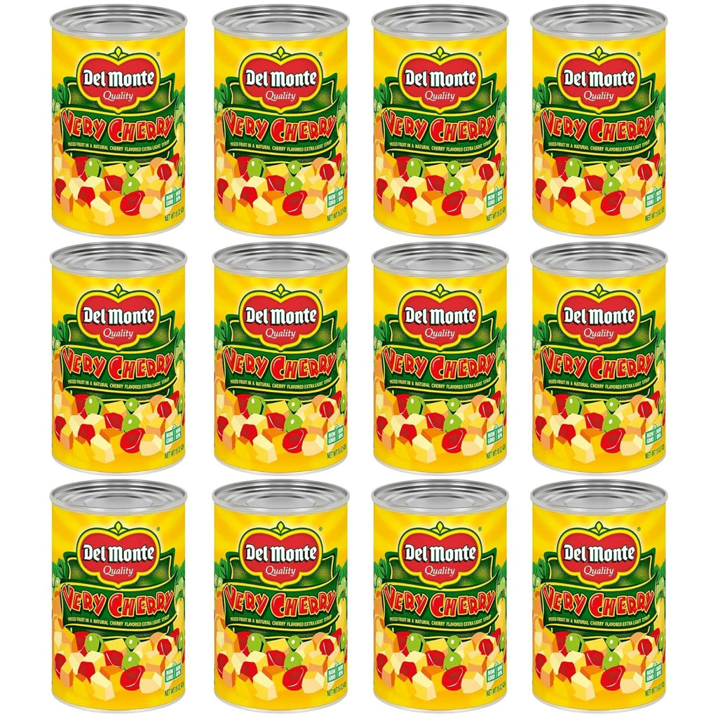DEL MONTE VERY CHERRY Flavored Mixed Fruit in Extra Light Syrup, Canned Fruit, 12 Pack, 15 oz Can