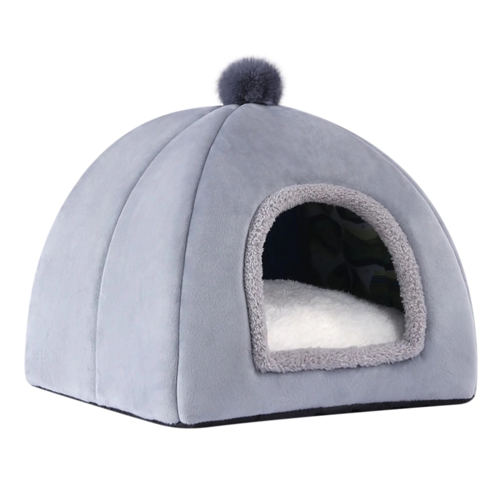 Cat Bed Pet Tent Cozy Cave Indoor Sleeping Cushion Gray 7k