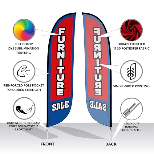 Feather Flag Pole Kit 12ft Fiberglass with Ground Spike Blue a7