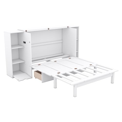 Queen Size Murphy Bed with Storage Drawers and USB Ports a7k