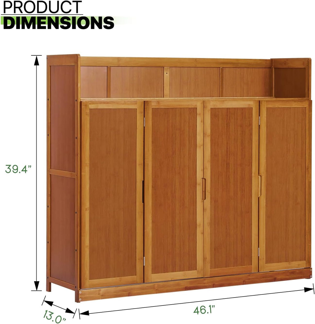 5 Tier Bamboo Shoe Cabinet with Doors and High Baffle a7