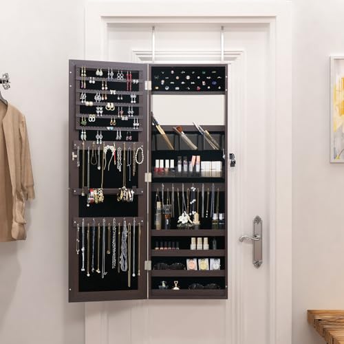 LED Jewelry Armoire with Mirror and Drawers k7m