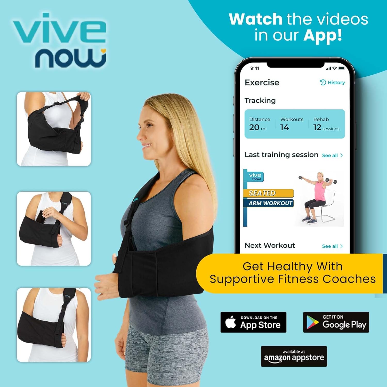 Arm Sling Shoulder Immobilizer Left Right Adjustable Padded Straps Black k7