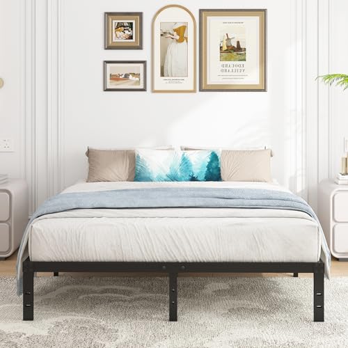 Metal Bed Frame Heavy Duty Steel Slat Mattress Foundation Black k7