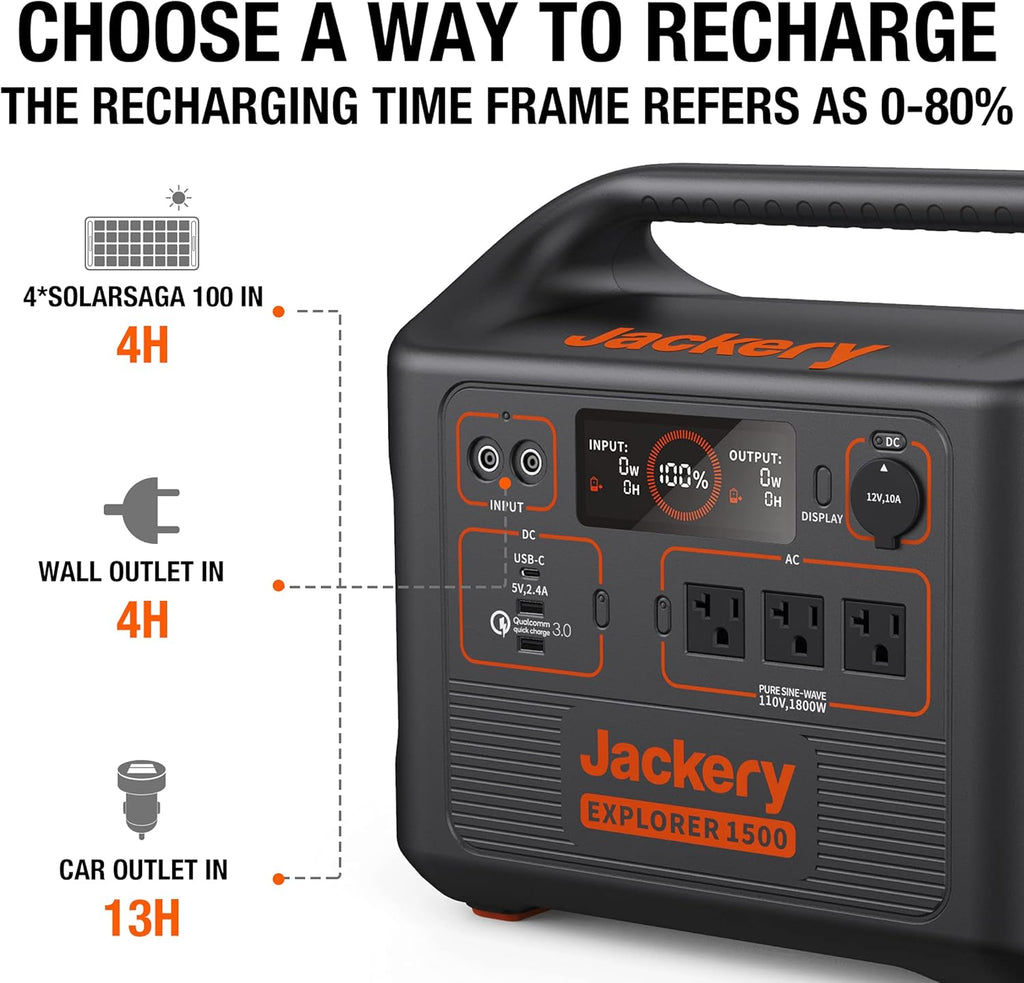 Portable Power Station 1534Wh Generator 1800W AC Outlets RV Camping k7