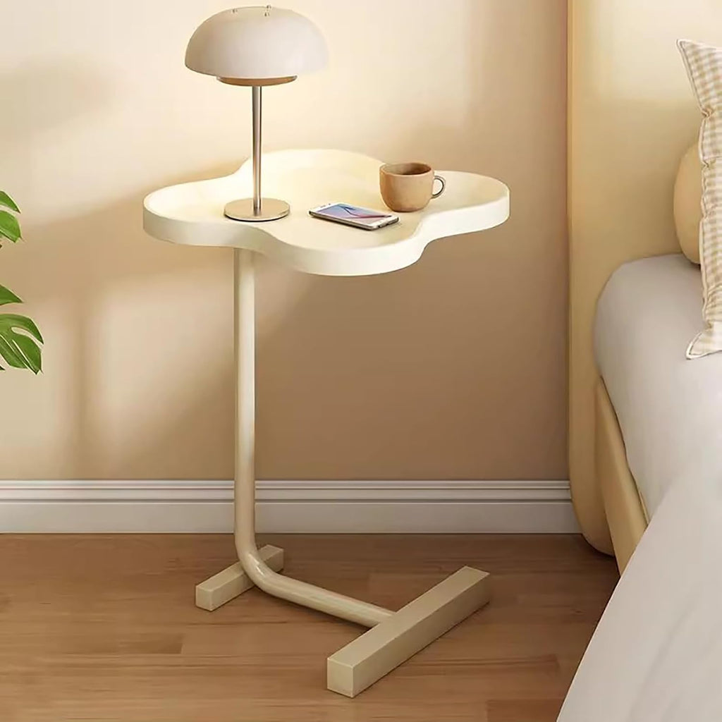 C Shaped Side Table, Modern End Table Narrow Round Bed Sofa Couch Coffee Dinner Table with Curved Desktop, Small Side Table for Living Room, Bedroom, Bathroom (15.7 * 23.6 in)