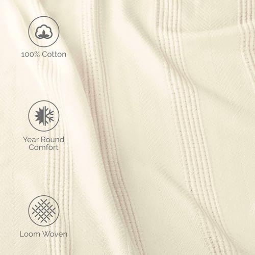Cotton Thermal Blanket Twin Size 90x66 Inch White a7
