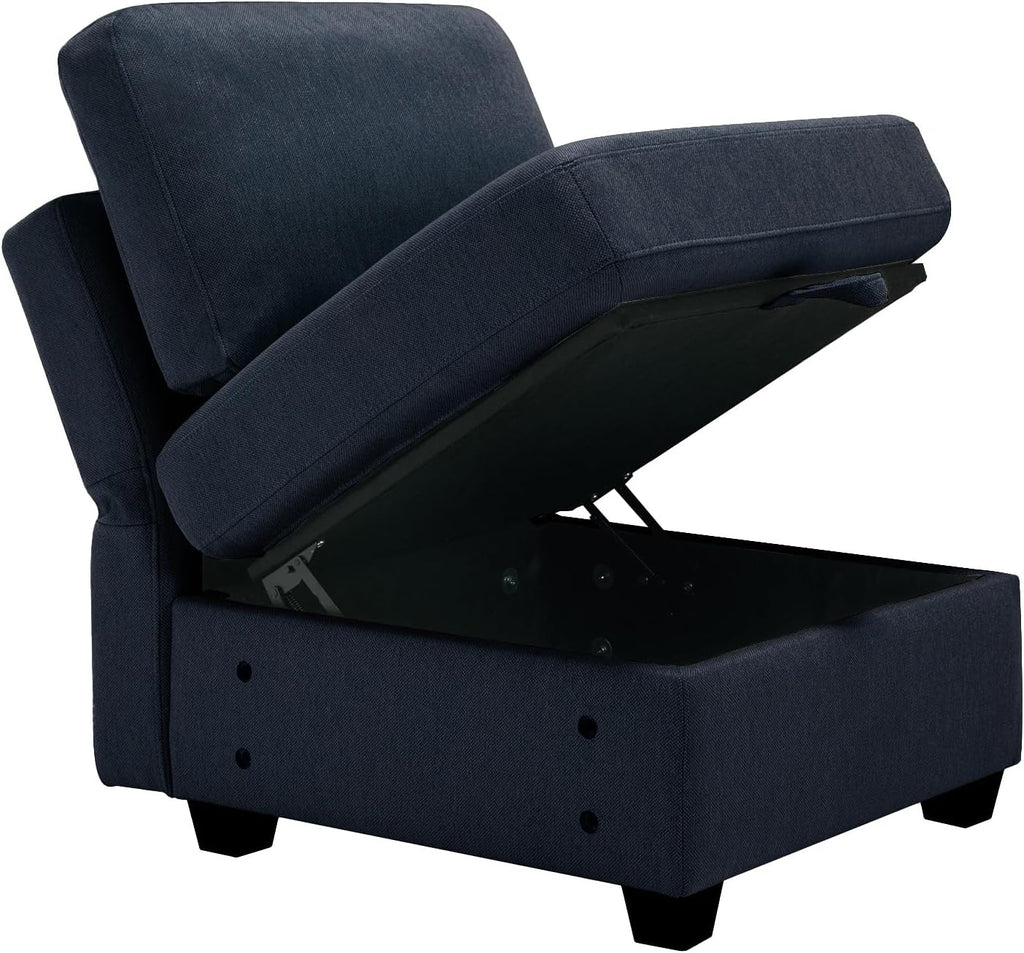 Small Sectional Sofa with Ottoman Storage Blue k7m