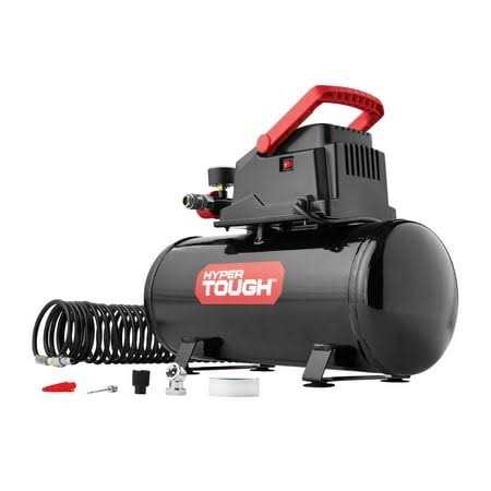Hyper Tough 3 Gallon Oil-free Portable Air Compressor with Hose &amp; Inflation Accessory Kit - Sports Supplies Online Store
