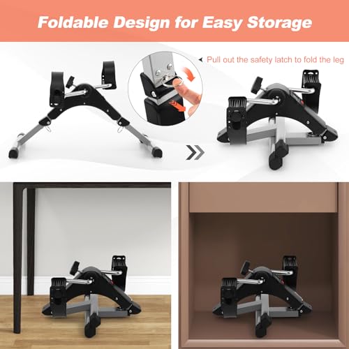 Mini Exercise Bike Folding Under Desk Pedal Exerciser LCD Display Adjustable Resistance Portable A7