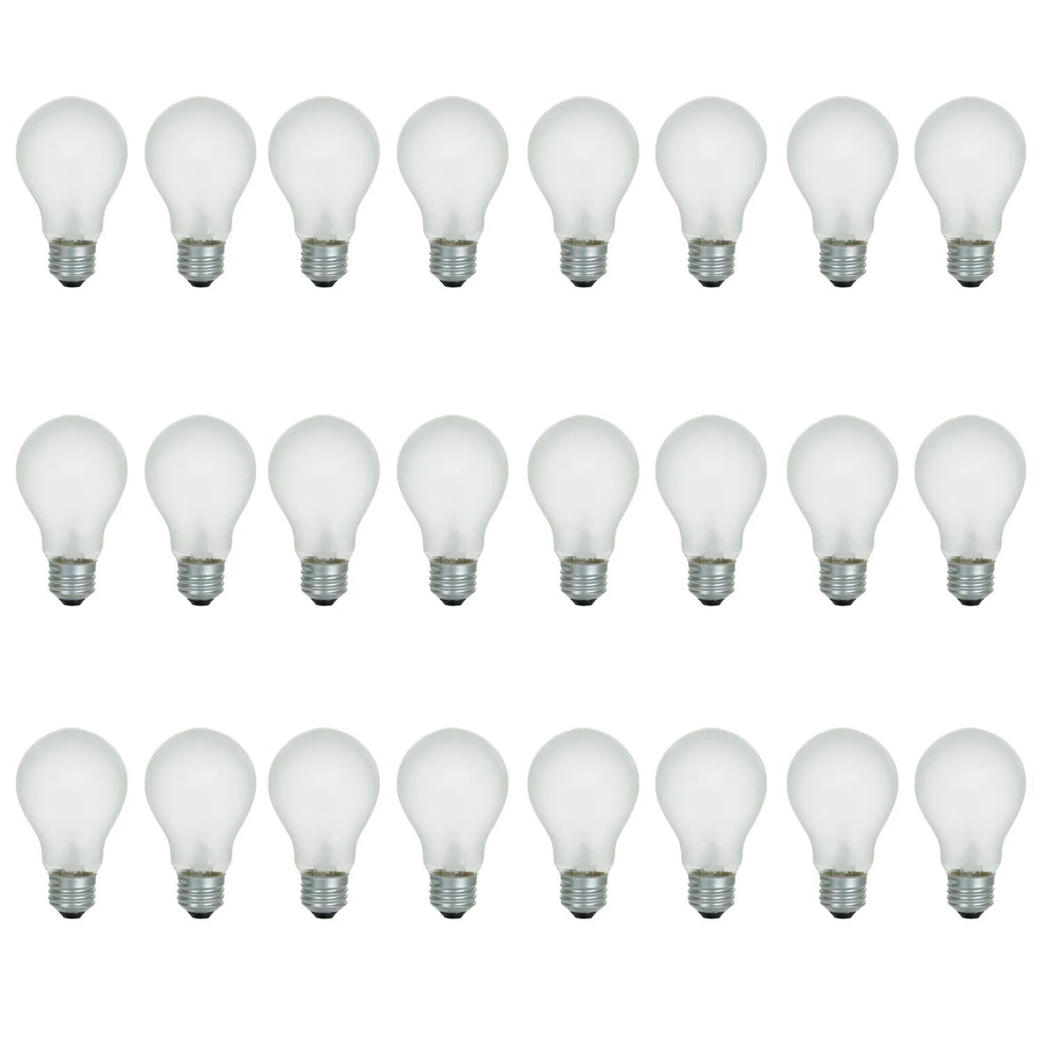 A19 Frosted Incandescent Rough Service Light Bulb, 100 Watt, 2700K Soft White, E26 Medium Base, 1020 Lumens, 130V (24 Pack)