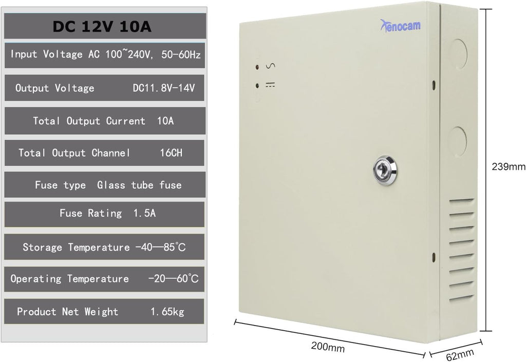 8 Channel 12V DC 5A Power Supply Box for CCTV DVR Security System k7m