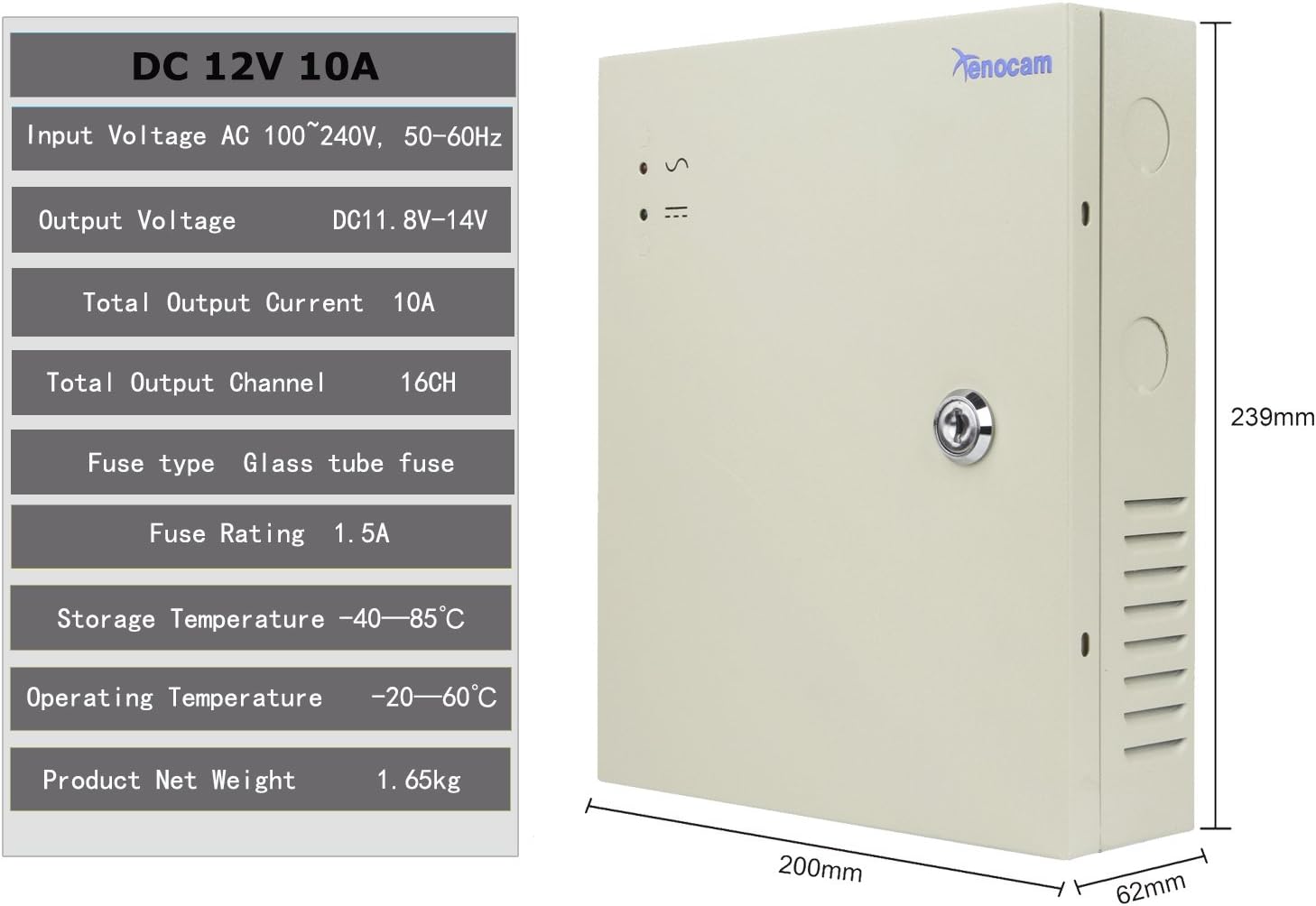 8 Channel 12V DC 5A Power Supply Box for CCTV DVR Security System k7m