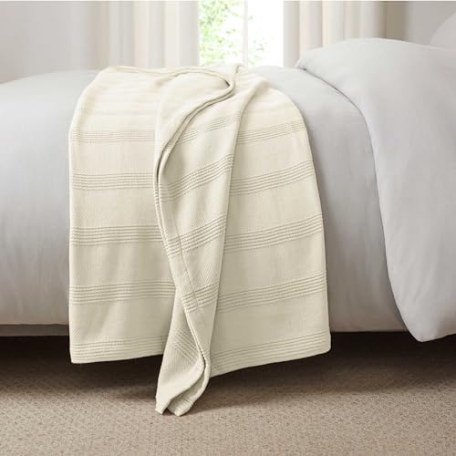 Cotton Thermal Blanket Twin Size 90x66 Inch White a7
