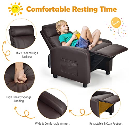 Kids Recliner Chair with Side Pockets and Footrest Beige k7