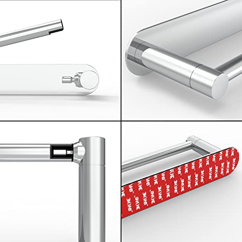 Adhesive Toilet Paper Holder Brushed Nickel Double Post Pivoting No Drilling Stainless Steel k7