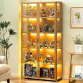68" Curio Display Cabinet, Storage Shelves with Acrylic Glass Door, Collectibles Toy Organizers Rack & Display Shelf, Kids Bookshelf and Bookcase for Playroom, Bedroom