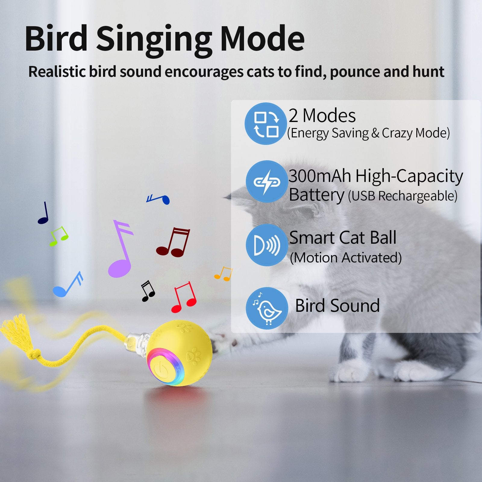 Interactive Cat Toy with Motion-Activated Rolling Ball7k