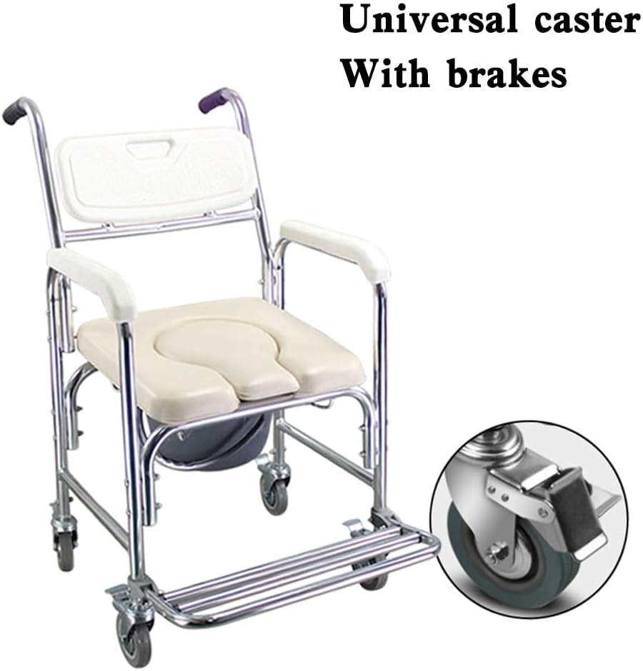 Multifunction Wheeled Toilet Commode Shower Chair q7k