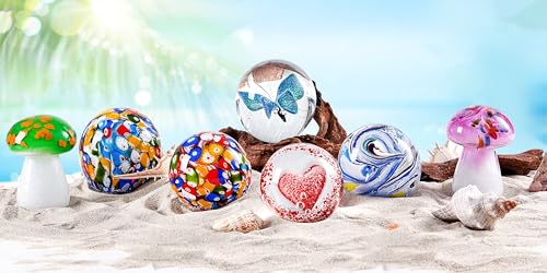 Hand Blown Glass Paperweight Ocean Decor k7m