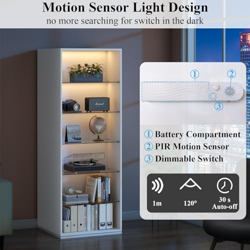 Rotating Shoe Rack with Sensor Light and Glass Shelves k7m