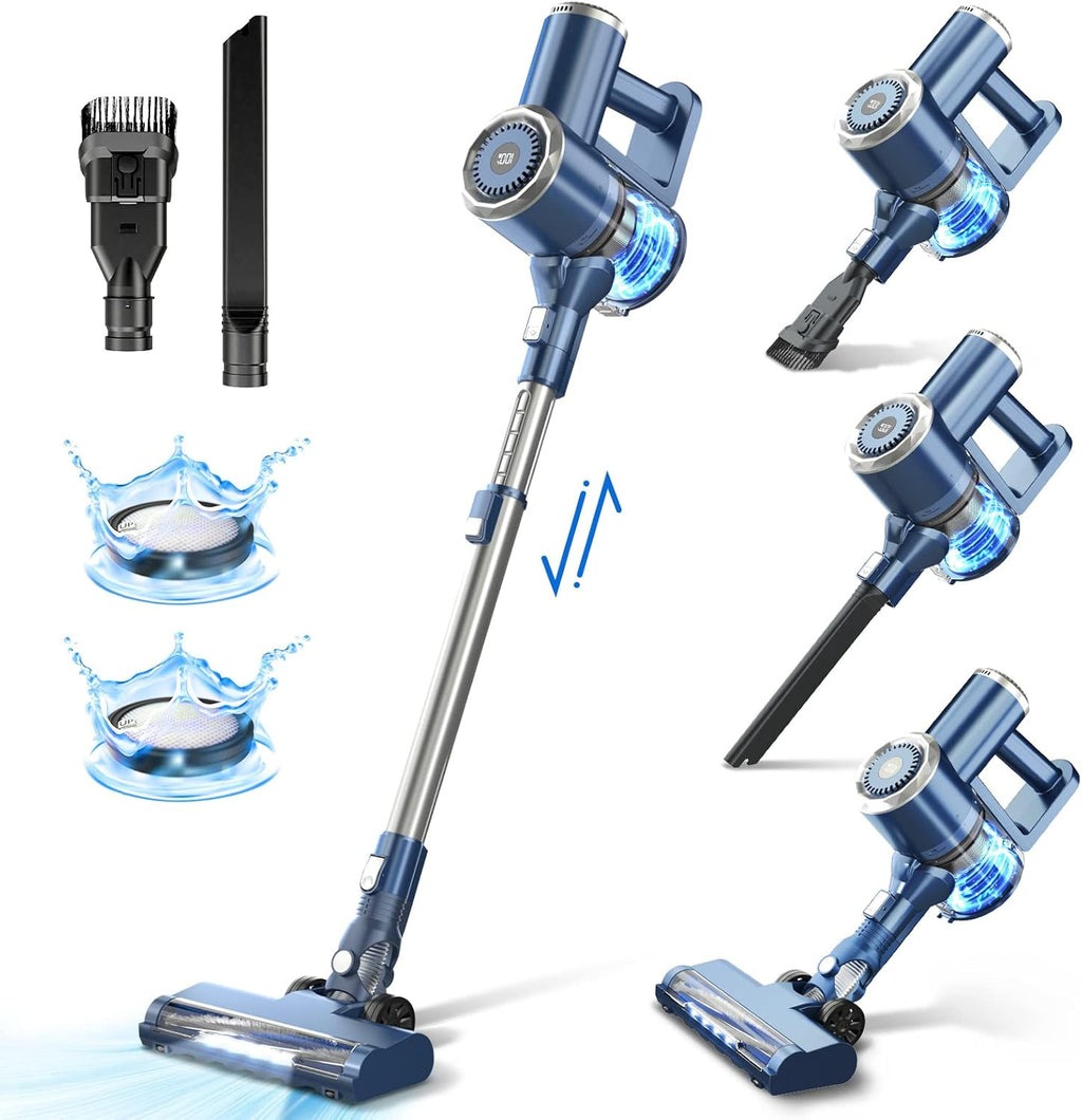 Cordless Vacuum Cleaner with LED Display, 20000Pa Stick Vacuum 4 in 1, Lightweight, Up to 30 Minutes Runtime, for Hardwood Floor, Carpet, Pet Hair, Perfect Cordless Stick Vacuum for Your Family, W200