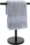 T-Shape Bath Hand Towel Holder Stand, Stainless Steel Free Standing Hand Towel Rack with Heavy Base, for Bathroom Kitchen &amp; Countertop, Matte Black