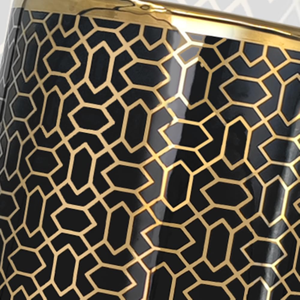 Ceramic Umbrella Stand Holder Indoor 18 Inch Black Gold k7
