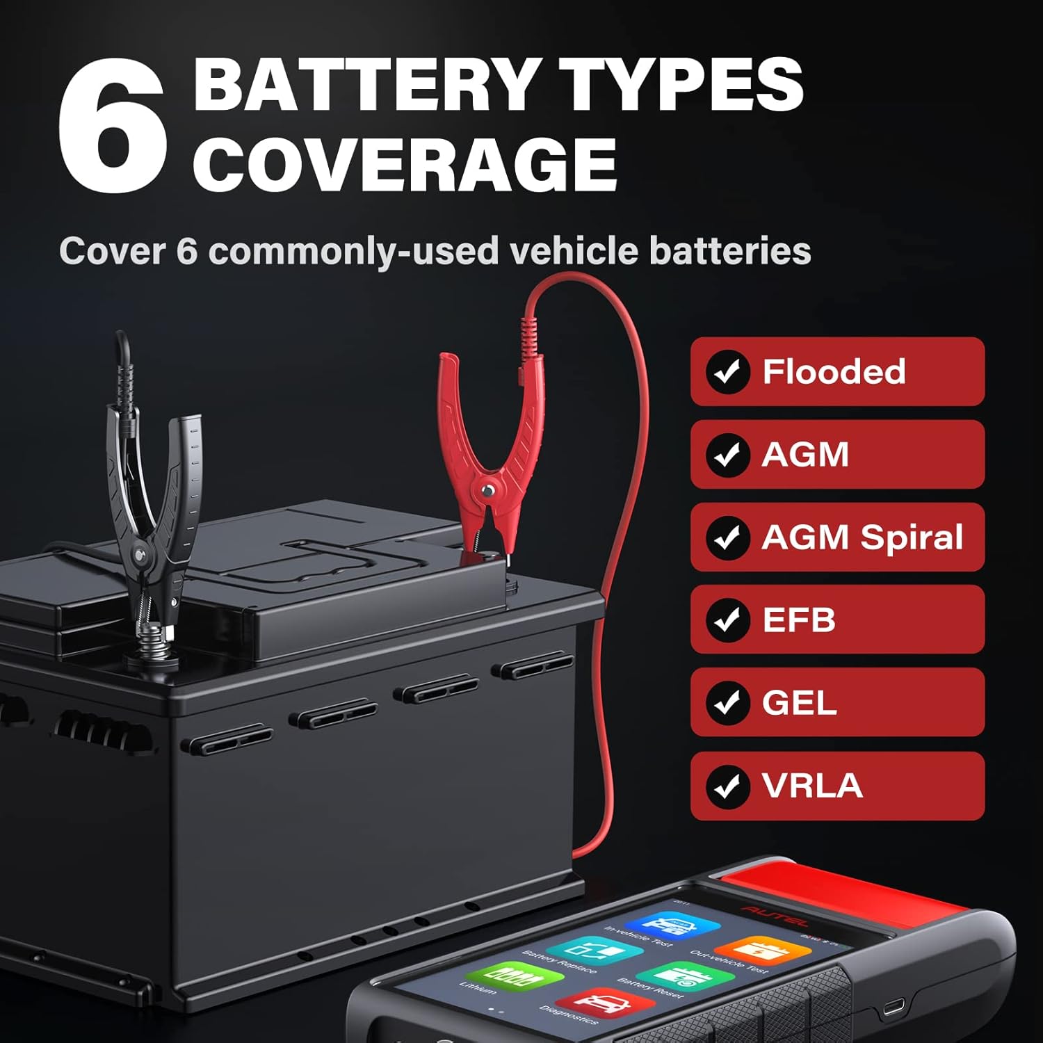 Battery Tester 6V 12V with All System Diagnostic Scan Tool OBD2 Scanner a7
