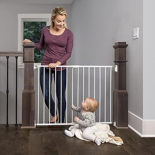 Retractable Baby Gate Extra Wide 50 Inch Walk Through White a7