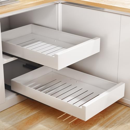 Cabinet Organizer Expandable Slide Out Drawer Adhesive Shelf k7m