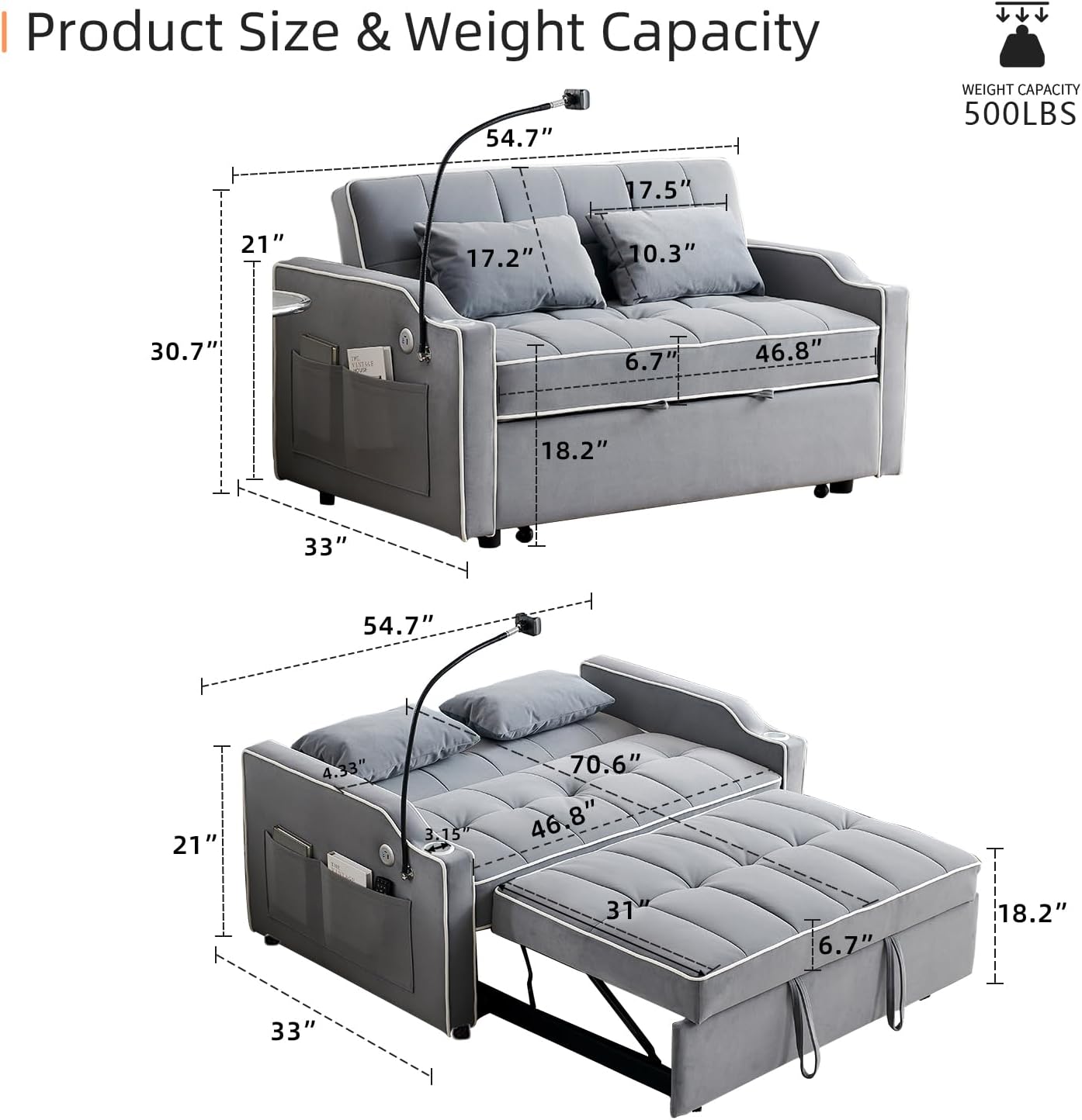 Convertible Sleeper Sofa Couch Bed Velvet Tufted Futon a7