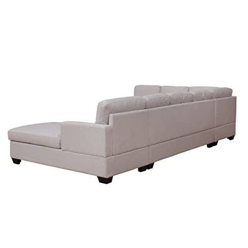 Beige U-Shape Sectional Sofa with Chaise Lounge k7m