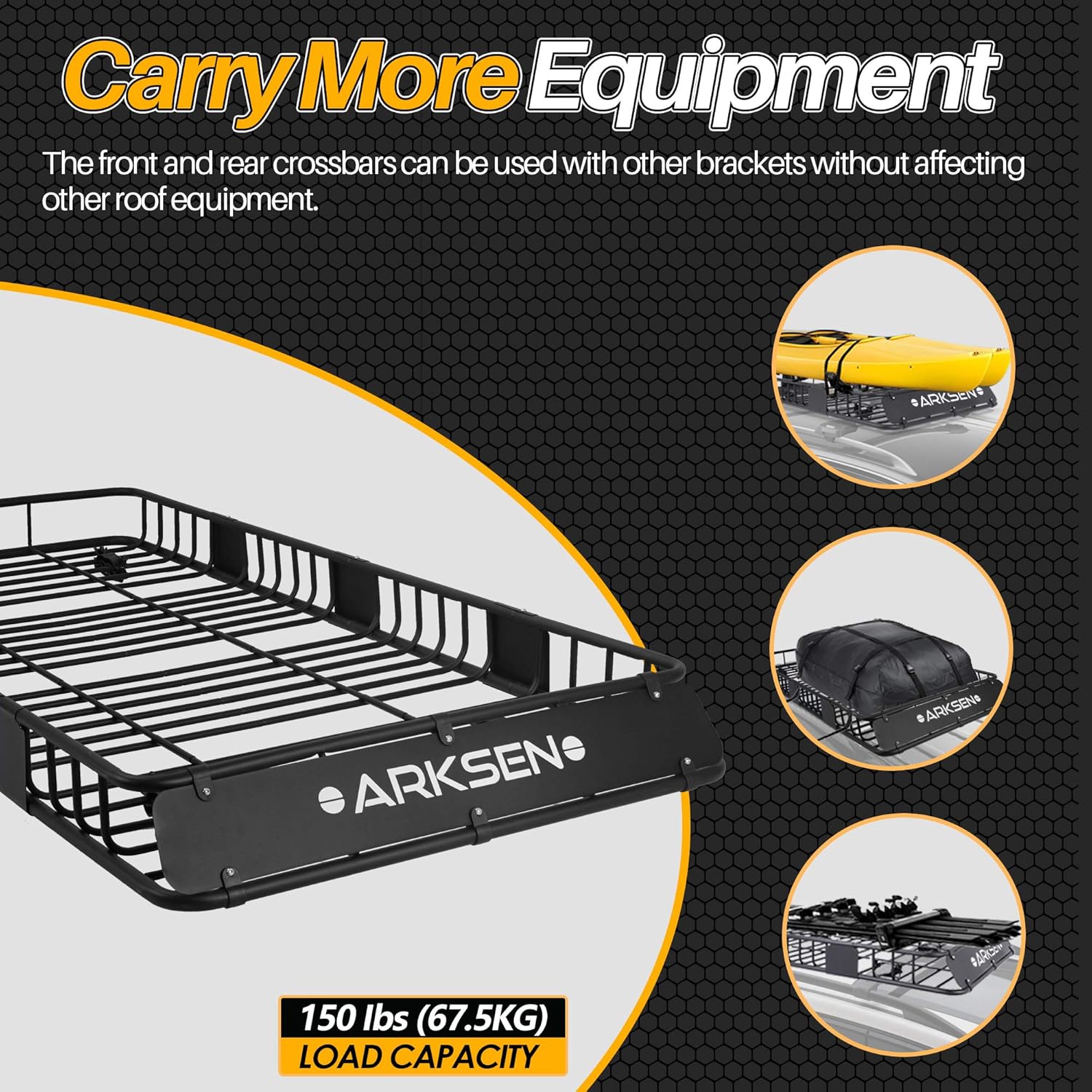 Roof Rack Cargo Basket with Soft-Shell Carrier for SUV Trucks Cars Black k7m