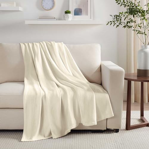 Cotton Thermal Blanket Twin Size 90x66 Inch White a7