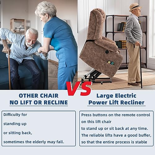 Electric Power Lift Recliner Chair with Heat and Massage Gray a7
