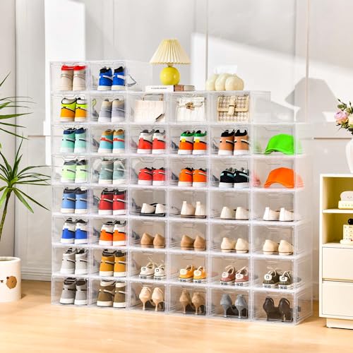 Clear Shoe Storage Organizer Stackable Boxes for Closet a7