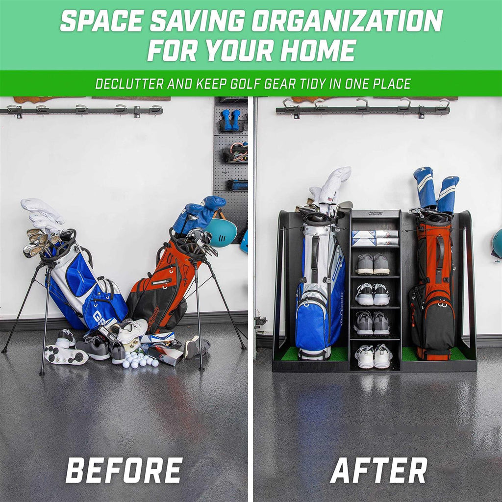 Wooden Golf Bag Organizer Storage Rack k7p