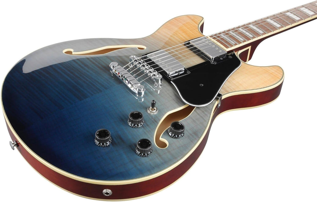 Semi-Hollow Electric Guitar Transparent Indigo Fade k7