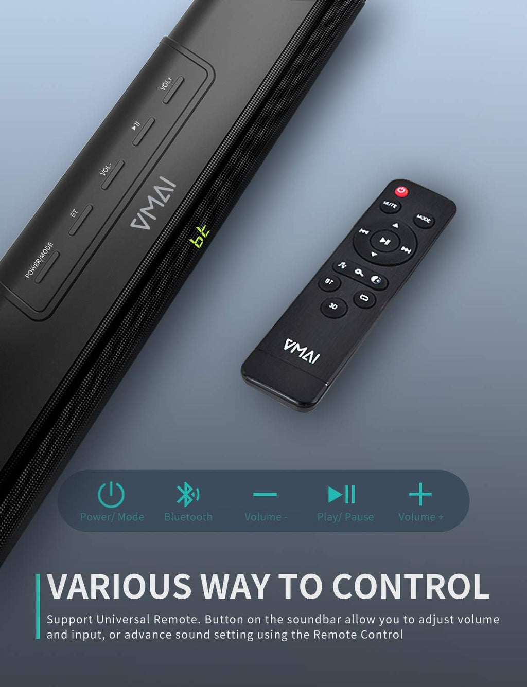 Sound Bar with Built-in Subwoofer Bluetooth 5.0 TV Speaker k7