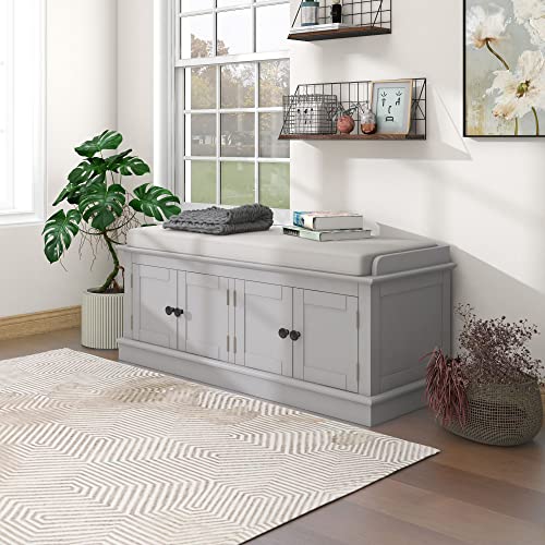 Storage Bench with 4 Doors and Adjustable Shelves Antique Navy k7m