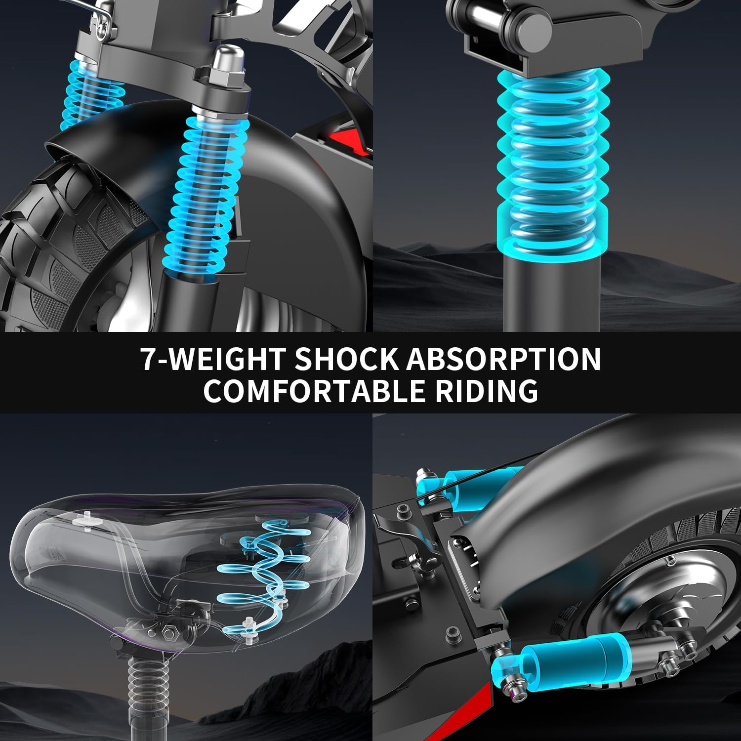 Electric Scooter for Adults 800W 27MPH 35 Miles Foldable with Seat a7