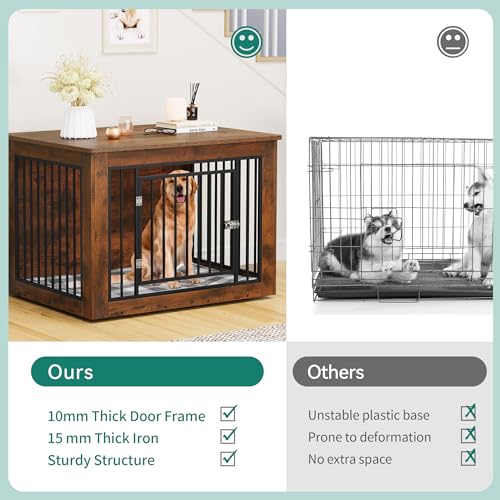 Dog Crate Furniture for Large Dogs Side End Table Indoor Kennel up to 60 lb Rustic Brown k7