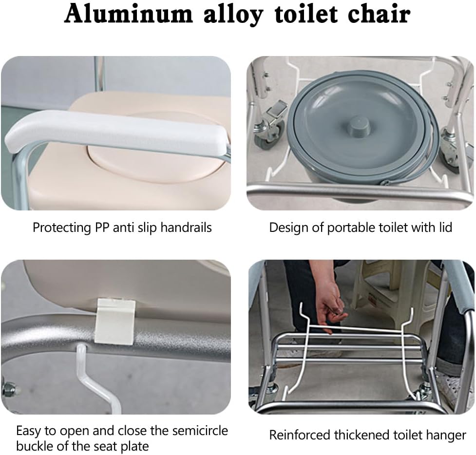 Multifunction Wheeled Toilet Commode Shower Chair q7k
