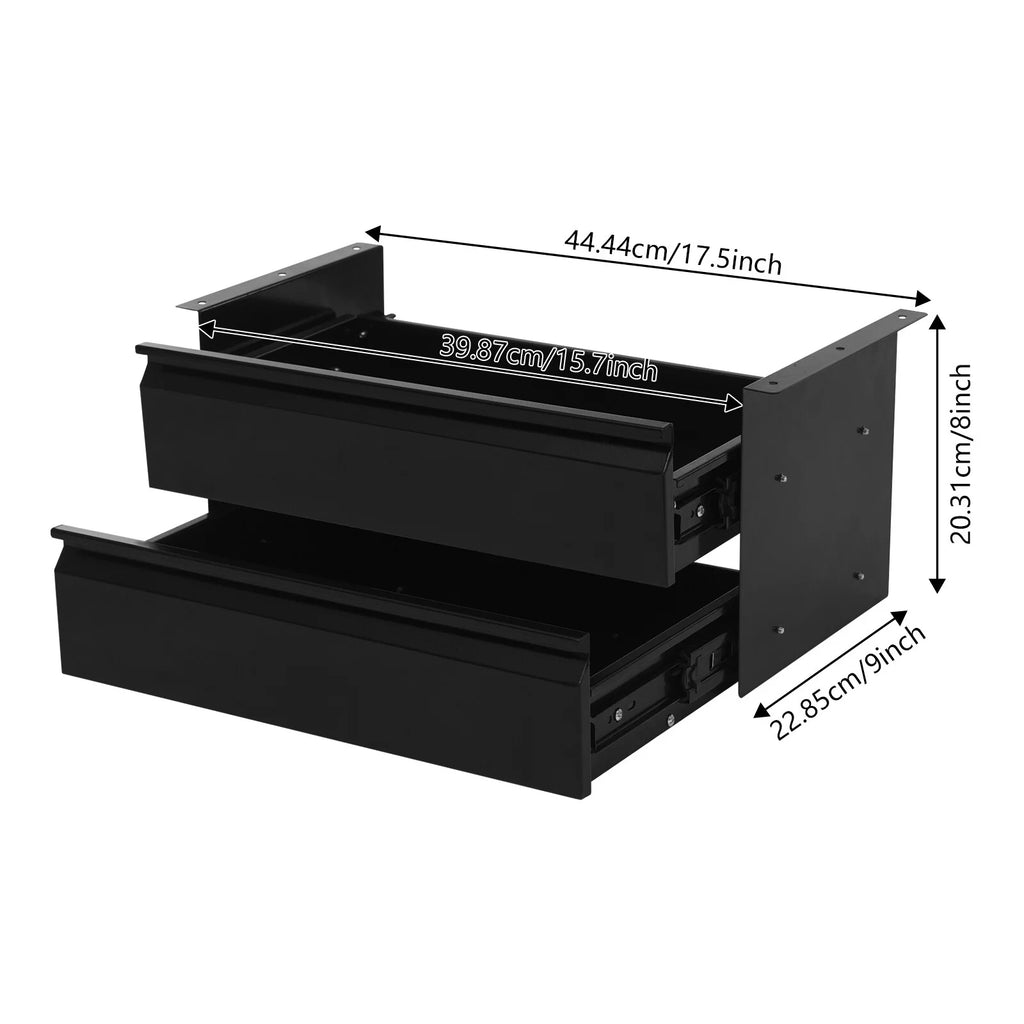 Under Desk Sliding Drawer Organizer, Black Steel Storage Tray a7